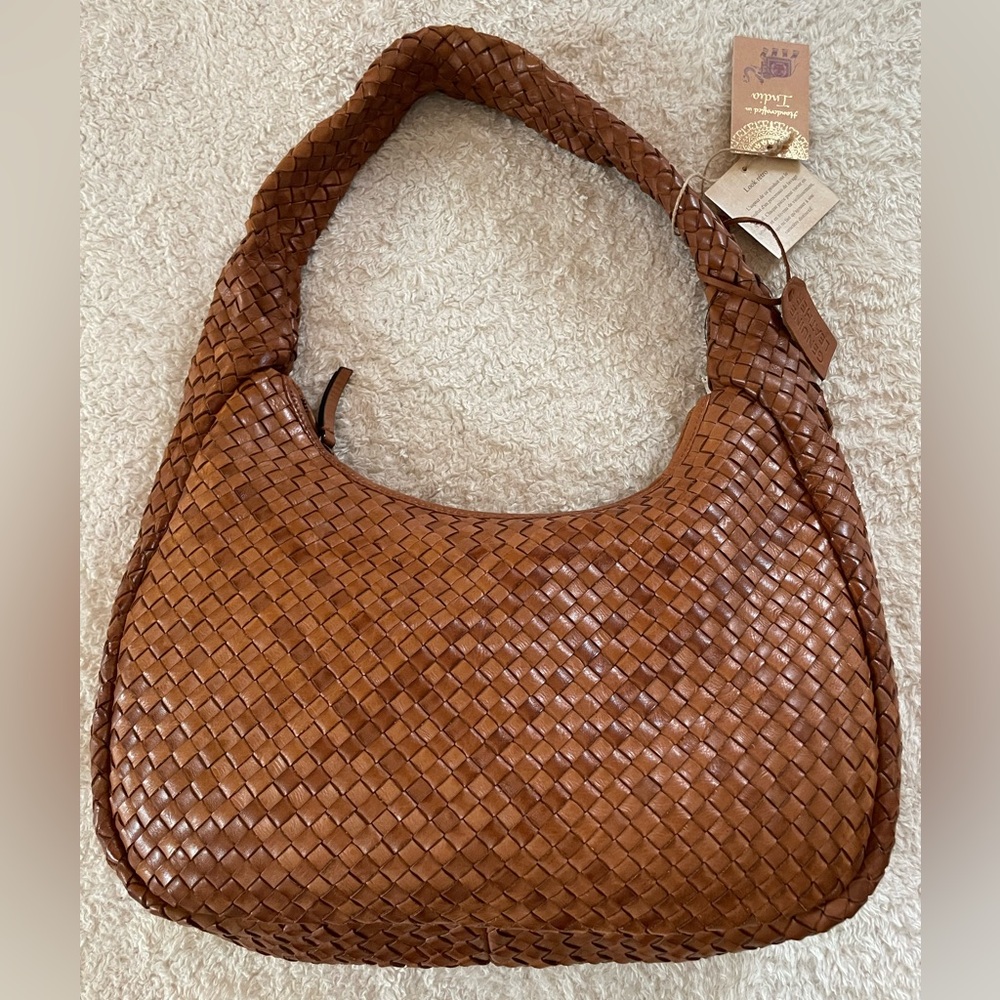 NWT woven leather shoulder bag handbag